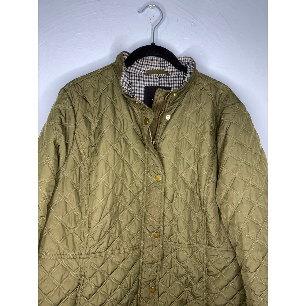 Talbots Petite Quilted Full Zip Button Barn Jacket Coat Size XLP XL Olive Green - Picture 3 of 6
